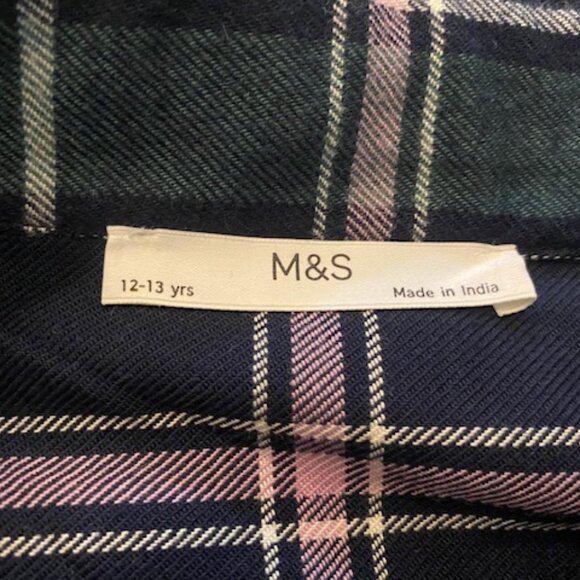 Preppy Plaid mini Skirt Age 12-13 Brand new adjustable Pleats Blue M&S - Picture 4 of 8